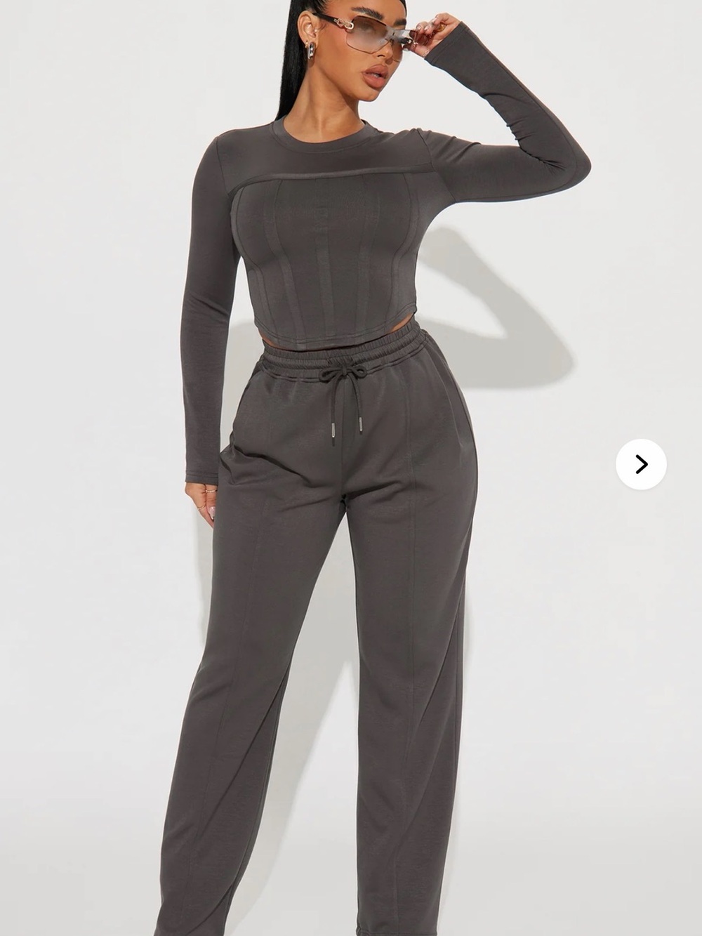 Fashion Nova Charcoal High-Waist Drawstring Joggers